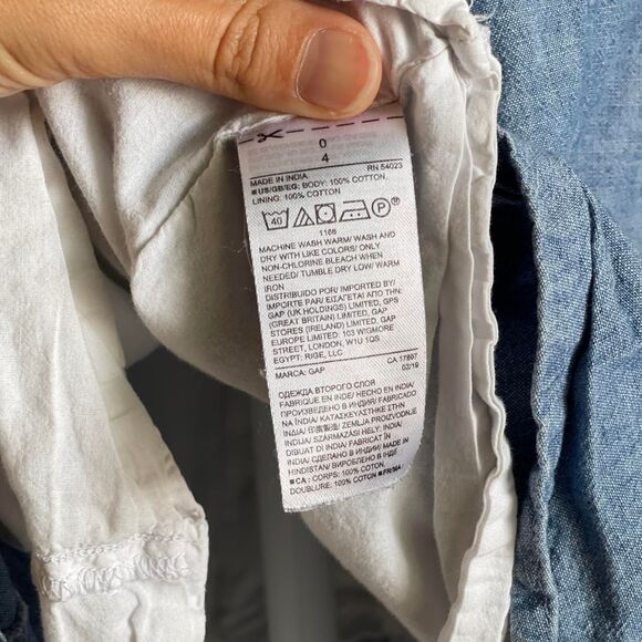 GAP Blue Denim Mini Dress Lightweight Lined Back Zip Excellent Condition Size 0 - Picture 5 of 6